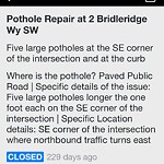 Pothole Repair at 2 Bridleridge Wy SW